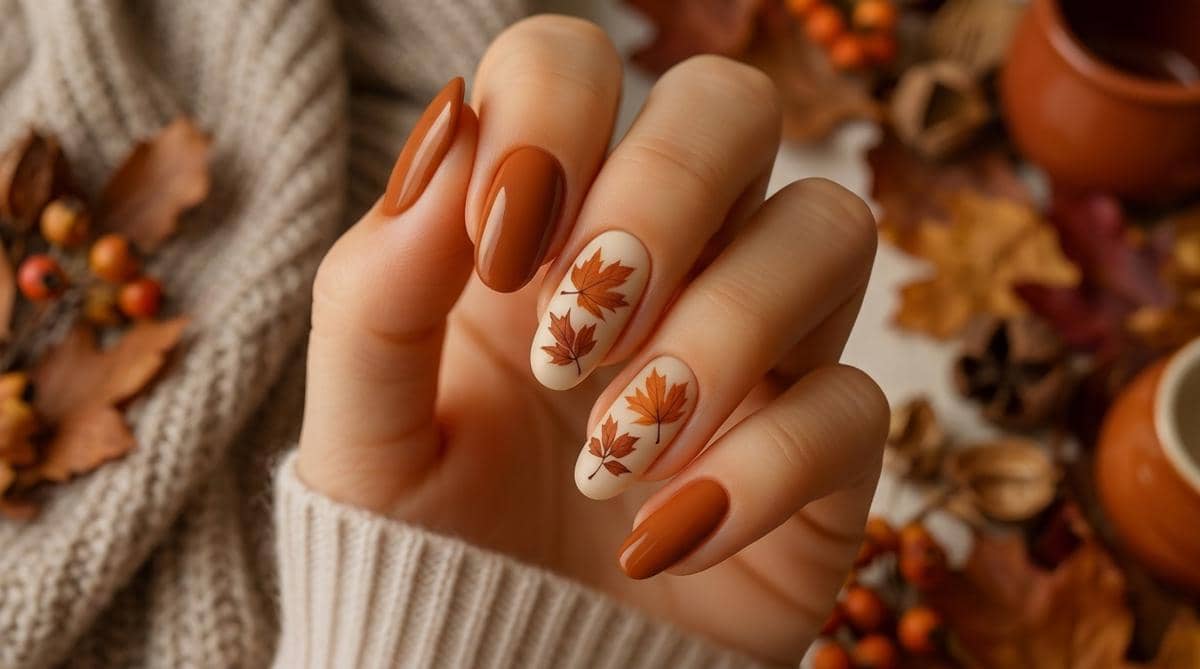inspirasi nail art warna terracotta