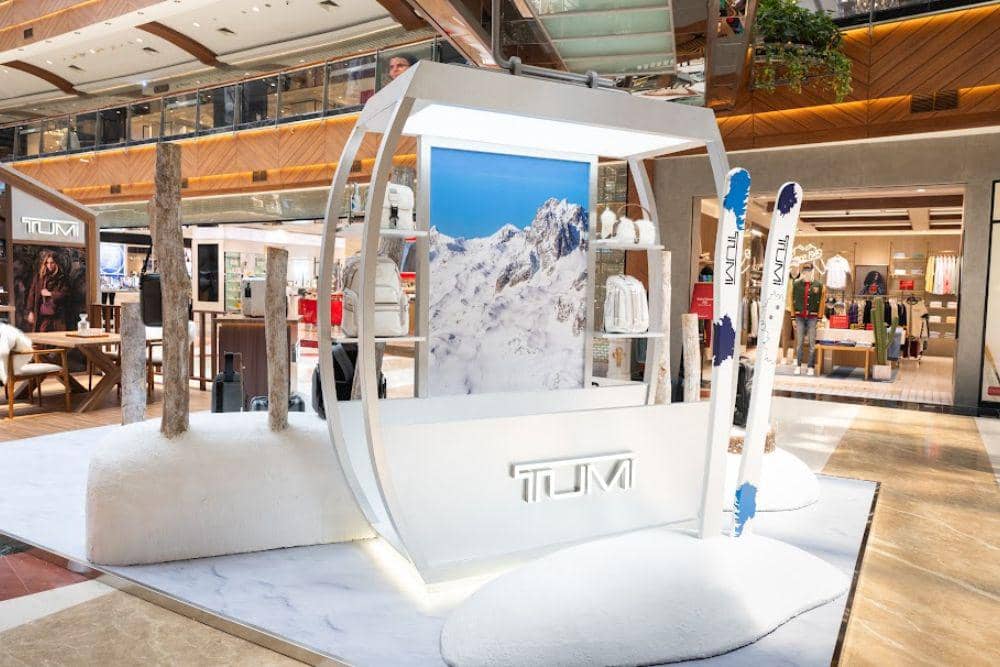 TUMI's Fall/Winter 2026 Alpine Chalet Pop-Up.