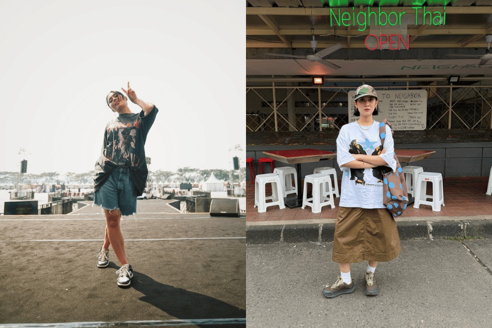 7 Inspirasi Outfit Konser Pakai Kaos Oversized yang Stylish