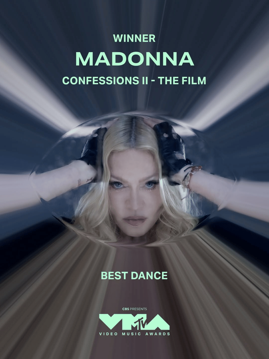 Madonna memenangkan kategori Best Dance untuk "Confessions II – The Film" di MTV VMAs 2026